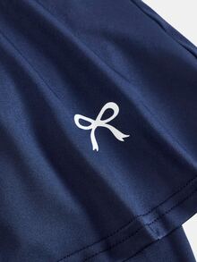 Young Girl Young Girls Young Girl Knitted Elastic Leggings Winter Skirt Bow Print Casual Daily Versatile - Royal Blue - View 3
