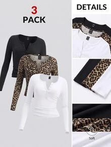 SHEIN EZwear 3PCS Plus Size T-Shirts - Multicolor - View 6
