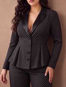 Juhart Spring/Autumn Old Money Plaid Brown Vintage Elegant Lady Commute Casual Outdoor Multi-Occasion Plus Size Blazer Jacket - Brown - View 5