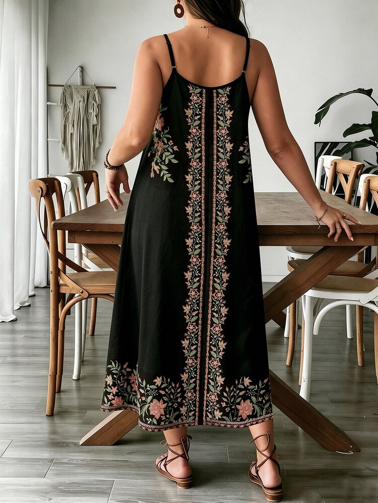 SHEIN VCAY Plus Size Floral Print Cami Dress For Vacation - Multicolor - View 2