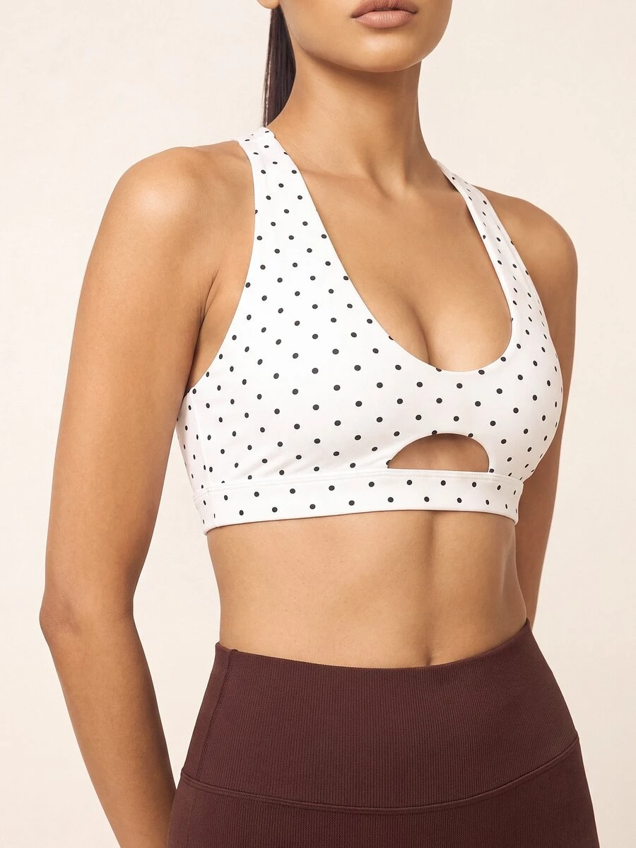 SHEIN BAE Women's Polka Dot Hollow Out Casual Daily Wear Sports Top