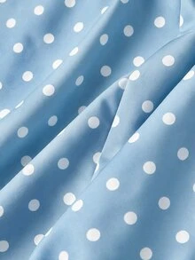 SHEIN MOD Apricot Black Polka Dot Square Neck Cap Sleeve Midi Dress - Blue - View 7