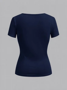 SHEIN EZwear 女款純色V領短袖休閒百搭T恤（3件組） - 彩色 - 查看 7