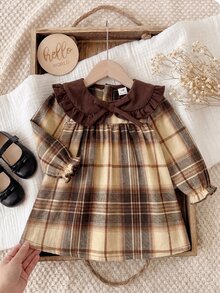 SHEIN 新生兒格子拼接休閒日常夏季洋裝 - 彩色 - 查看 2
