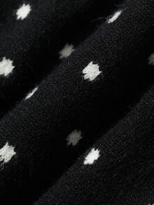DAZY Women's Polka Dot Pattern Long Sleeve Single-Breasted Knit Cardigan And Knit Skirt Casual Set - Black - View 8