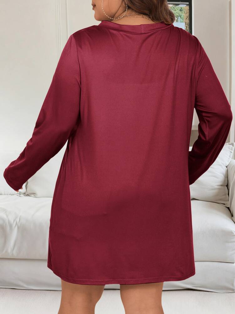 Vionelle Plus Size Women Solid Color Casual Versatile Daily Wear Jacket - Red - View 2