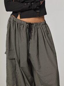 COUREZ Extreme Parachute Cargo Trousers In Check /Y2K Pants For Women Fall Clothes For Women Autumn Outits Women Winter Pants Fall Style - Multicolor - View 6