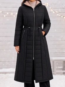 Editum Women's Solid Color Thermal Lined Casual Versatile Winter Padded Coat - Black - View 4