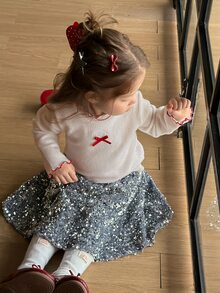 DAZY Infant/Toddler (Girl) Solid Color Bow Ruffle Trim Spring/Summer Top - Beige - View 6