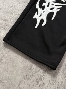 SHEIN Coolqubz 秋季男童青少年時尚高街寬鬆寬腿針織長褲，舒適面料，百搭配色，適合校園與日常穿著，秋冬款 - 黑色 - 查看 8