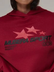 Musera Sport Sweatshirt Hoodie Oversized dengan Logo Grafis di Bagian Depan dan Lis Kontras, Cocok untuk Aktivitas Luar Ruangan, Olahraga, dan Gym, Terra Peak. - Merah - View 6