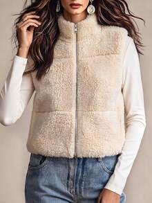 SHEIN New Casual Versatile Fashion Women's Lamb Wool Jacket - Apricot - View 6