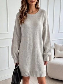 Holdful Holdful Pakaian Musim Gugur untuk Wanita Gaun Sweater Wanita - Light Grey - View 3