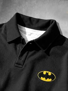BATMAN X SHEIN Manfinity EMRG Men's Cartoon Embroidered Long Sleeve Casual Polo Neck Pullover Sweatshirt - Multicolor - View 7