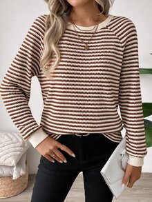 SHEIN LUNE 休閒女款秋冬條紋長袖運動衫 - 彩色 - 查看 5