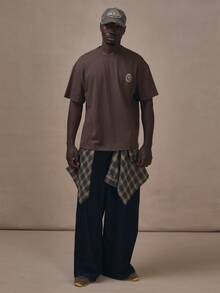 Musero Oversized Drop Shoulder Tshirt " Ice Cold" Graphic Print Autum Winter Essentials - Brown - View 2