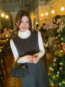 DAZY Women's Casual Solid Color Sleeveless Layered Korean Style Midi Dress - Grey - View 6