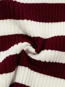 SHEIN Unity Women's Striped Collared Long Sleeve Casual Versatile Sweater - Burgundy - View 6