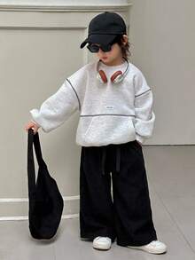 Dazy Kids 兒童秋季小男孩寬鬆休閒豹紋長褲 - 黑色 - 查看 4
