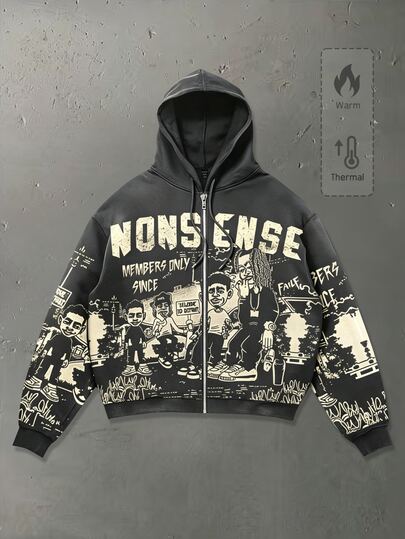 2026 Nuova Felpa con Cappuccio Stile Street College Autunno/Inverno Taglie Forti Uomo con Filigrana