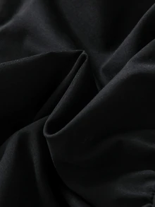 SHEIN 女童黑色雙排扣夾克，厚絨毛內裡連帽冬季外套，可愛喇叭下擺 Bab 絲絨加厚秋冬服飾 - 黑色 - 查看 5