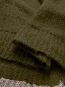 Sunnyshic Plus Size Sexy Off-Shoulder Solid Color Knit Sweater Fall - Green - View 8