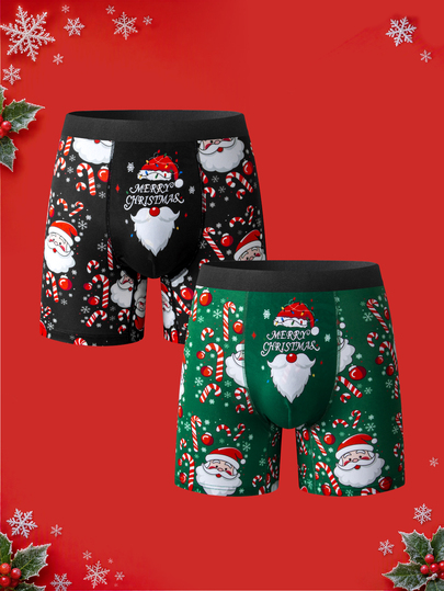 Notgurli Men's Printed Long Boxer Briefs 2-Pack