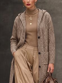 SHEIN Women's Solid Color Casual Versatile Daily Outing Cardigan - Mocha Brown - View 6