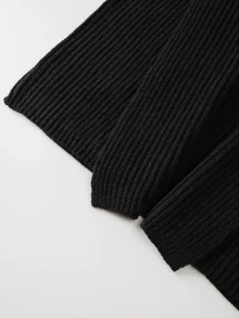 SHEIN Waterfall Collar Drop Shoulder Cardigan - Black - View 3