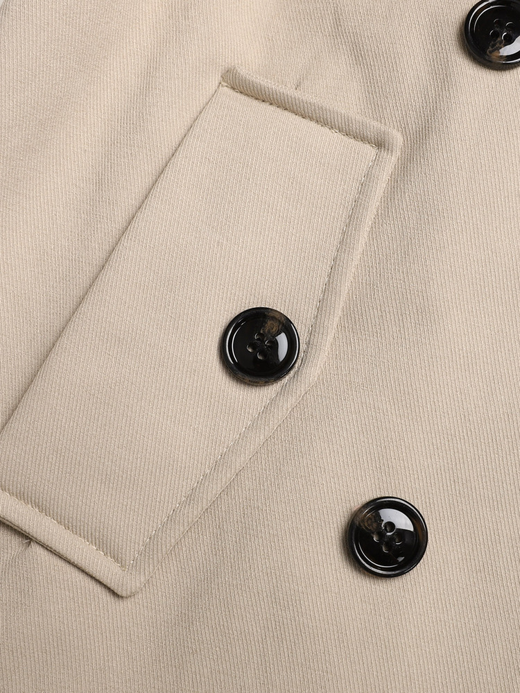 SHEIN Tween Girl Tween Girls Elegant Double-Breasted Belted Trench Coat French Style Clothes In Fall/Winter - Khaki - View 6