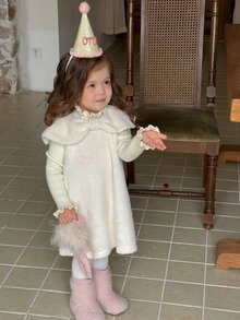 DAZY Infant/Toddler (Girl) Round Neck Bow Solid Color Casual Korean Style Dress - White - View 3