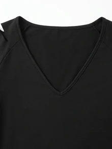 EMERY ROSE Women's Designer Cut-Out Waist T-Shirt - Black - View 8