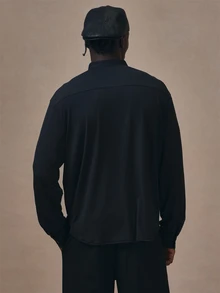 Musero Sheer Button Up Cardigan Long Sleeve Crew Neck Autum Winter Essentials - Black - View 4