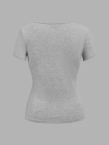 SHEIN EZwear 女款純色V領短袖休閒百搭T恤（3件組） - 彩色 - 查看 7