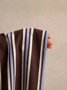 Poéselle 女款新款棉混紡針織條紋撞色 Polo 短袖 T 恤，休閒街頭、辦公、學院風，萬聖節與聖誕節穿搭 - 彩色 - 查看 8
