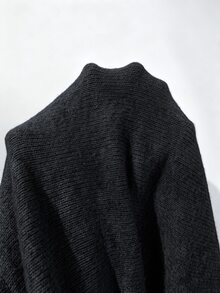 SHEIN 新款秋冬現代中式盤扣針織夾克女款，立領長袖修身短版 - 黑色 - 查看 7
