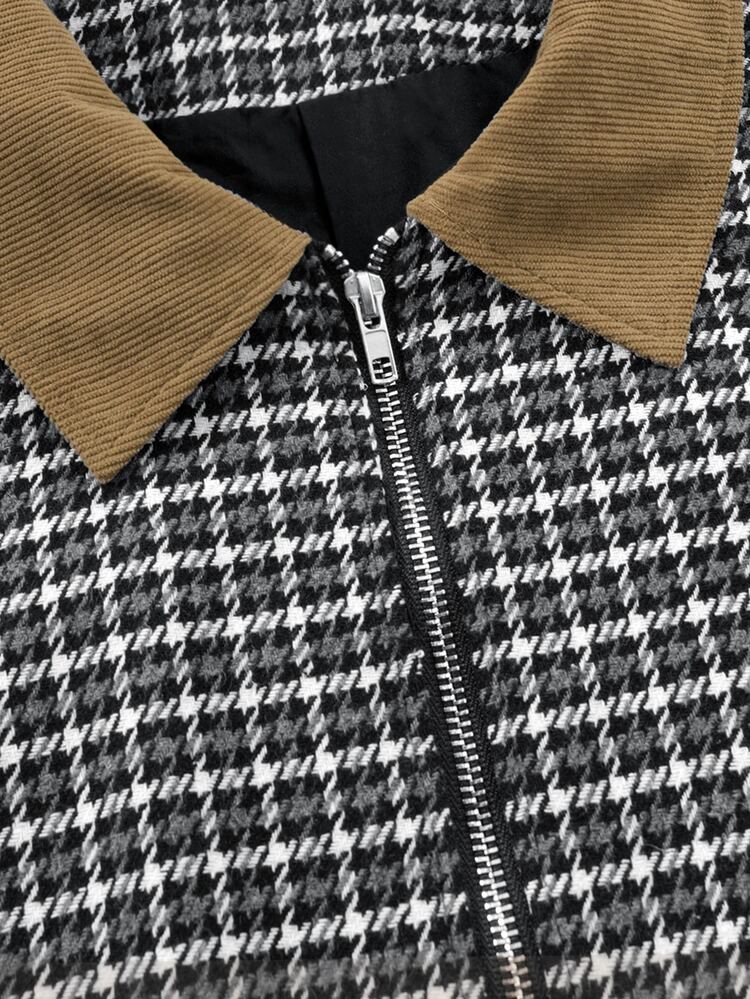TOKVUE Men's Houndstooth Long Sleeve Zip-Up Casual Jacket - Multicolor - View 3
