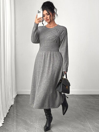 Elenzga Vestido de punto minimalista elegante y ajustado para ir a trabajar, talla grande