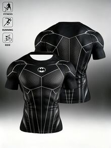 BATMAN X SHEIN Men's Colorblock Casual Versatile Daily Wear Sports T-Shirt - Multicolor - View 1