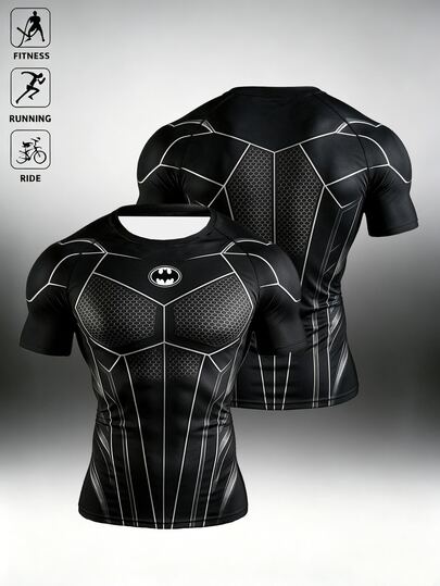 BATMAN X SHEIN Men's Colorblock Casual Versatile Daily Wear Sports T-Shirt