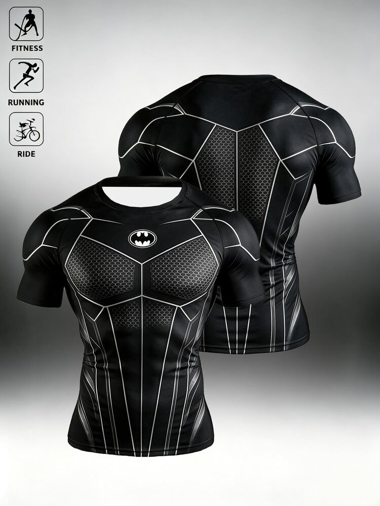 BATMAN X SHEIN 男士拼色休閒百搭日常穿著運動T恤 - 彩色 - 查看 1