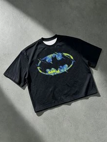 BATMAN X SHEIN Manfinity EMRG 男士街頭風休閒寬鬆版型T恤 - 彩色 - 查看 2
