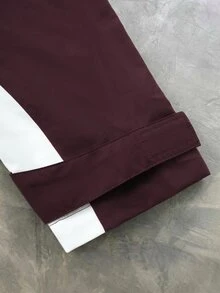 Manfinity Hypemode Men's Colorblock Long Sleeve Half-Zip Loose Casual Streetwear Jacket Vacation Sports White And Burgundy Fall - Multicolor - View 5