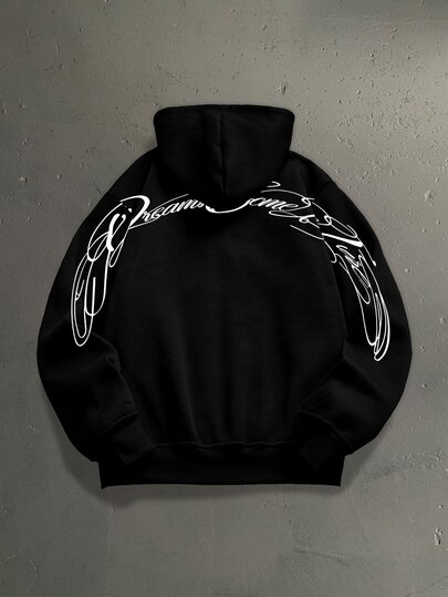 StoneGrade American Vintage Curved Handwritten Font Fashion Casual Print Men's Loose Sweatshirt