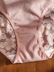 Divavoom Celana Dalam Wanita Ukuran Besar Warna Polos dengan Renda Kontras, Modis, Nyaman, 5pcs/Pack - MultiWarna - View 5