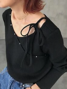 FRIFUL Women's Solid Color Casual Versatile Daily Long Sleeve T-Shirt - Grey - View 1