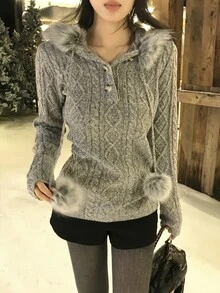 DAZY Women's Long Sleeve Korean Style Autumn/Winter Sweater - Grey - View 9