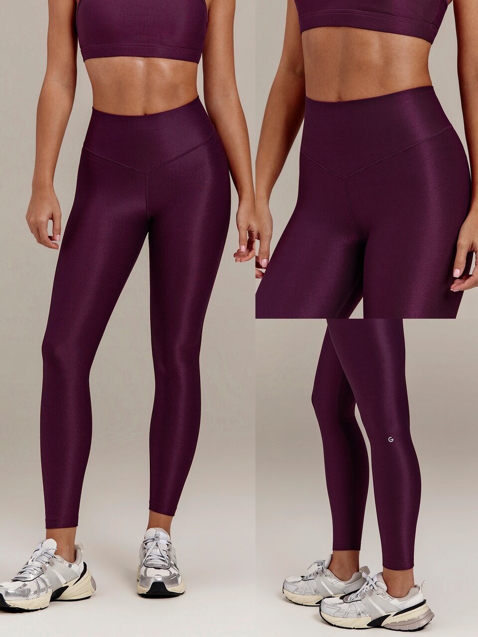 24" GlossFit Shiny High-Rise Leggings With Back Waist Pocket Flap Secure Phone Storage Mesh Sandwich Waistband Anti-Slip Structure Yoga Pilates