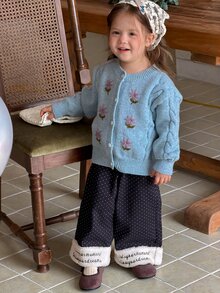 DAZY Infant/Toddler (Girl) Autumn/Winter Korean Style Loose Denim Long Pants - Black - View 3