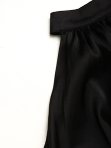 SHEIN 青少年女孩純色百褶休閒日常掛脖洋裝 - 黑色 - 查看 5